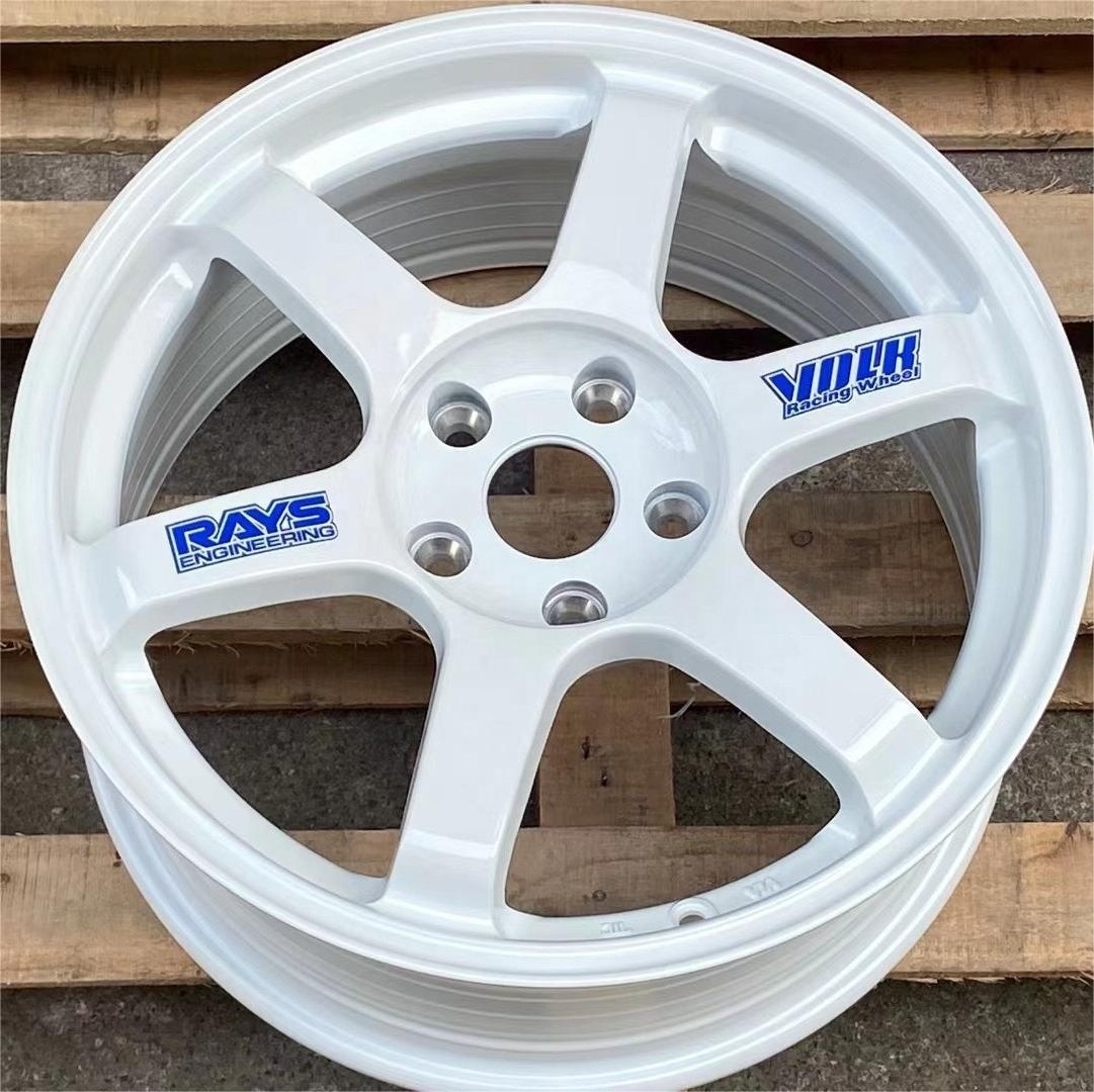 YTD Custom White 6 Spokes Replica VOLK RACING TE37 Forged Wheels 17 18 19 20 21 22 23 Inch Sport Rims for BMW Nissan GT-R Tesla