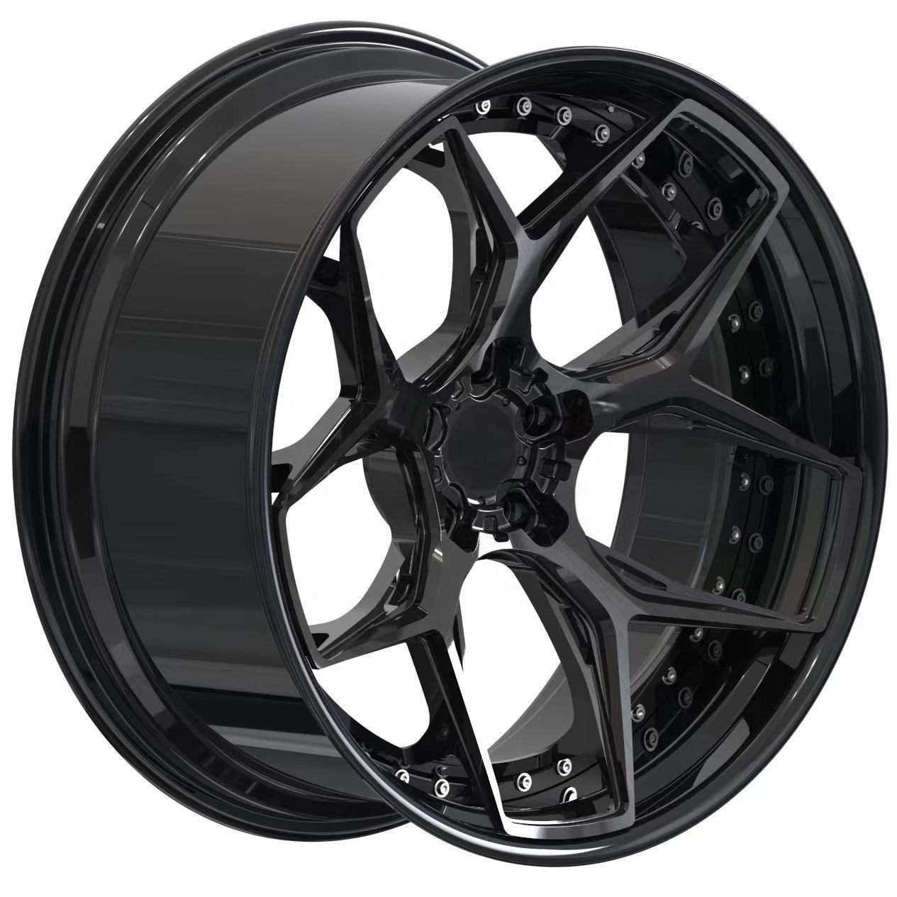 YTD Custom premium black 16/19/21/23/26 inch 5x108 5x114.3 5x120 2 piece concave forged wheel rim for Maserati Paramera Audi