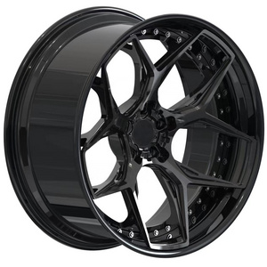 YTD Custom premium black 16/19/21/23/26 inch 5x108 5x114.3 5x120 2 piece concave forged wheel rim for Maserati Paramera Audi