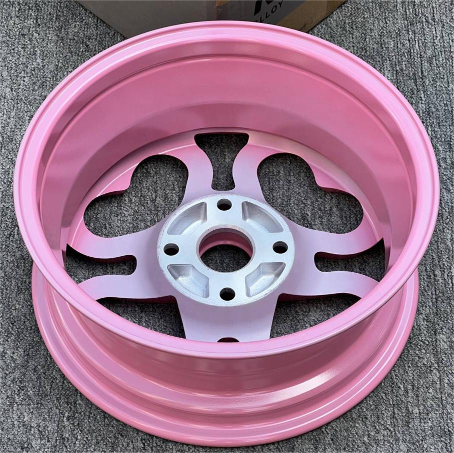 YTD Ready to Ship New Arrival Monoblock 4x100 15x6 Sweet Pink Heart Wheels 15 Inch ET38 CB73.1 Alloy Casting Rims for Mini Car