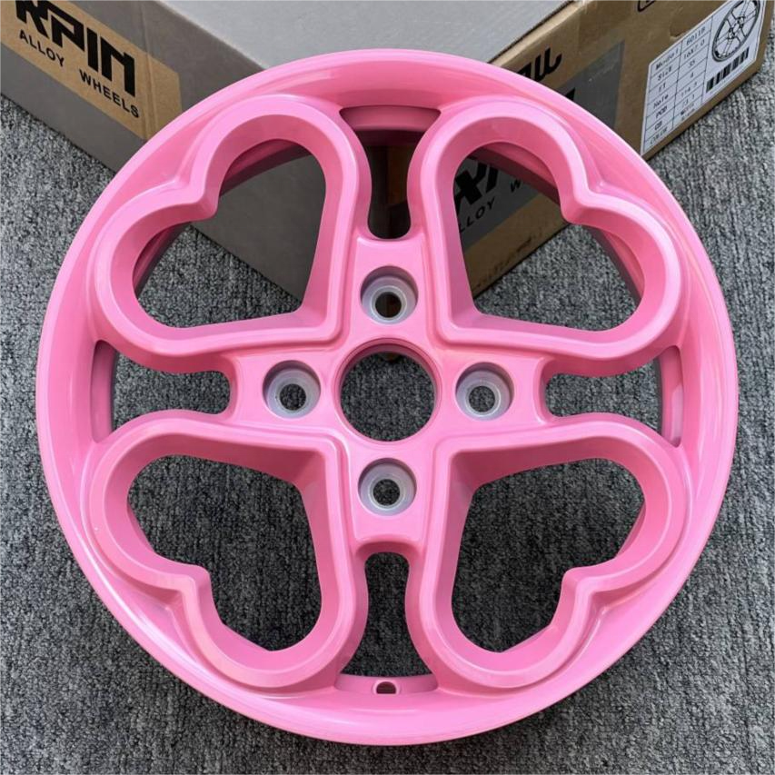 YTD Ready to Ship New Arrival Monoblock 4x100 15x6 Sweet Pink Heart Wheels 15 Inch ET38 CB73.1 Alloy Casting Rims for Mini Car