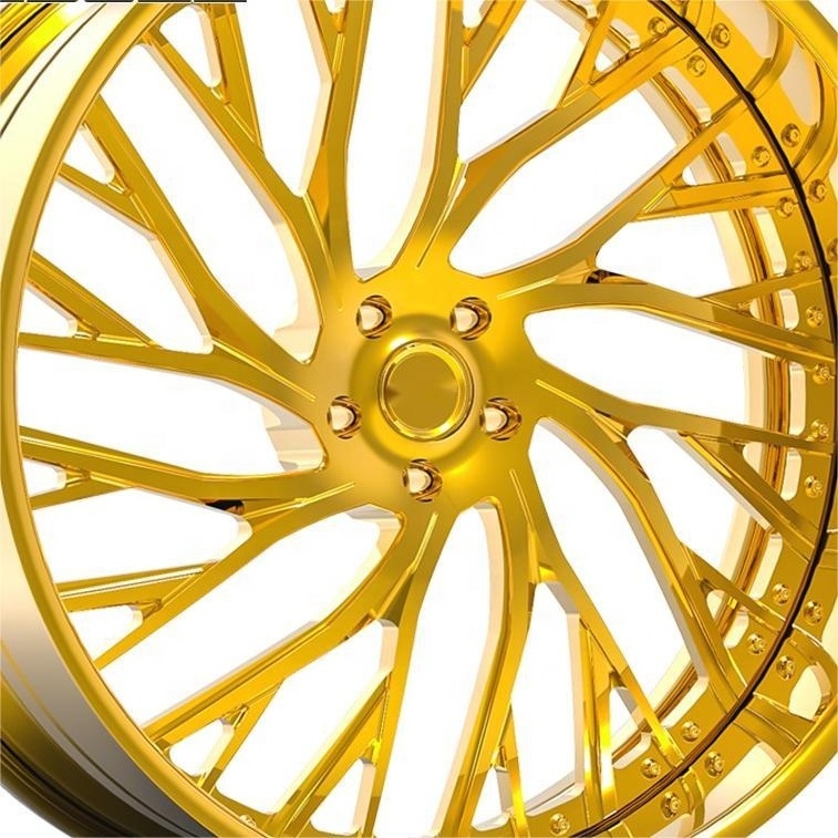 YTD Hot Design Custom gloss gold 16/18/21/22/23 Inch 2 Piece 5X108 5X114.3 5X120 deep concave dish Passenger Car Alloy Wheels