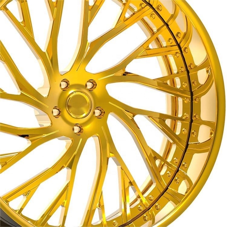 YTD Hot Design Custom gloss gold 16/18/21/22/23 Inch 2 Piece 5X108 5X114.3 5X120 deep concave dish Passenger Car Alloy Wheels