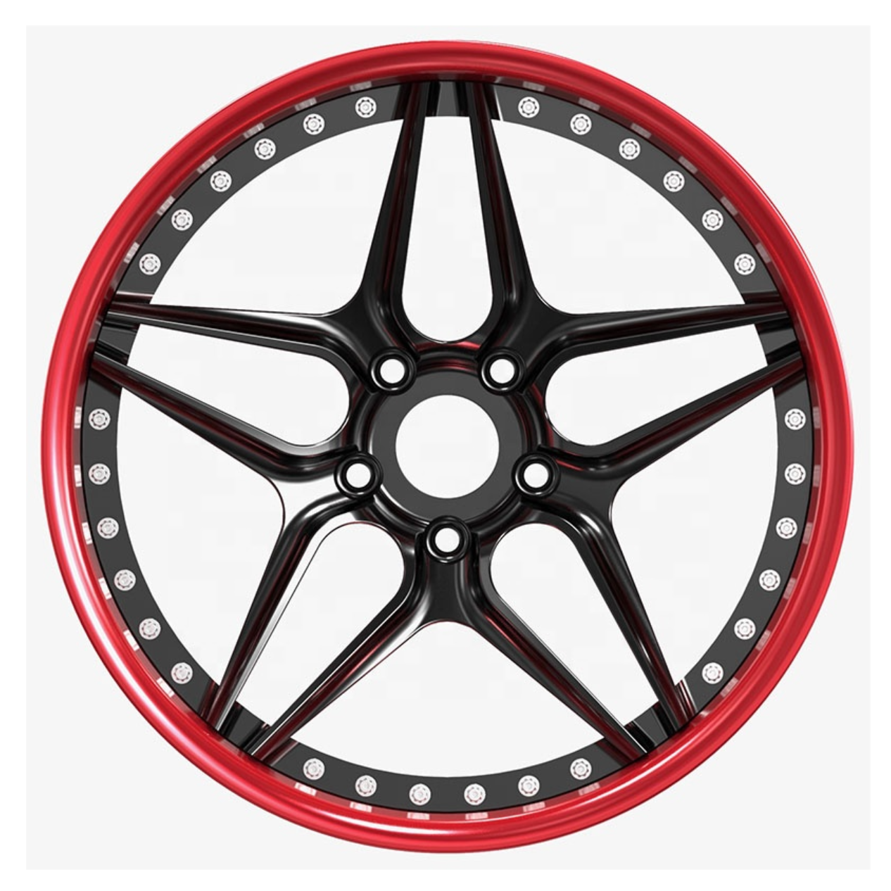 YTD Custom 2 Piece Red Forged Passenger Car Alloy Rim 16/17/19/21/22 Inch 5X108 5X100 5X114.3 5X120 Deep Concave Dish Wheels