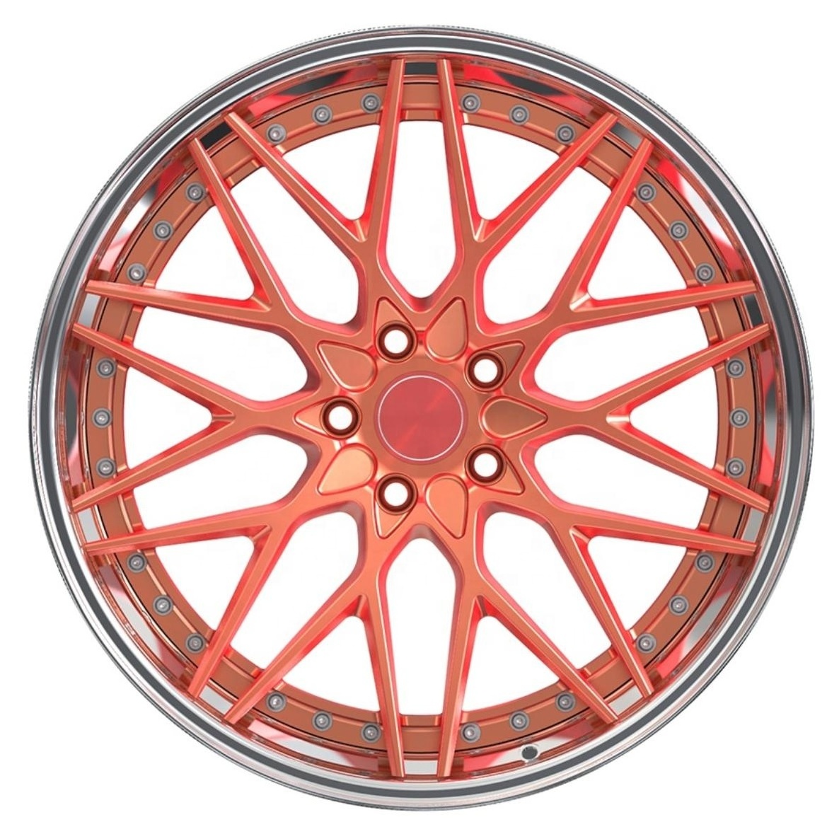 YTD Hot Design Custom Matte Orange 16/18/19/20/21/22/24 Inch 2 Piece Forged Wheels 5X112 5X120 5X114.3 Passenger Car Alloy Rim