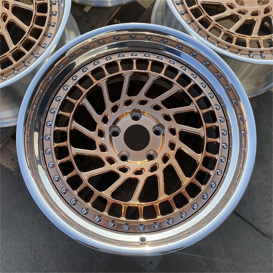 Custom Luxury Rose Gold Deep Dish Concave 2 Piece Forged Wheel 17/18/19/20/21 inch Rim 5x112 5x114.3 5x120 Passenger Car Wheel