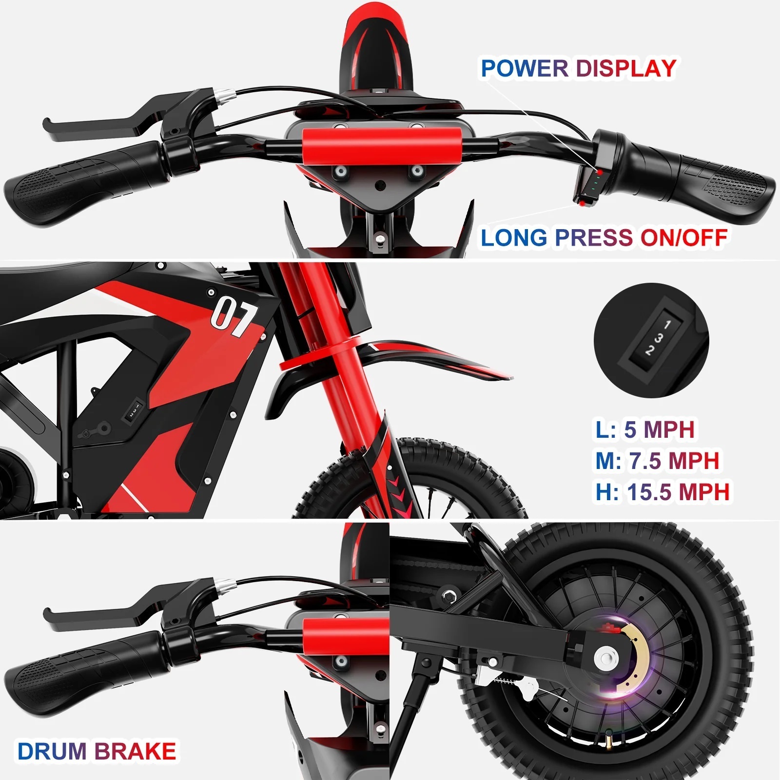 EVERCROSS 12Inch 36V 300W Electric Kid Motorcycle Blue Red EU USA Warehouse Stock New Arrival Cheap Price Motorcycle