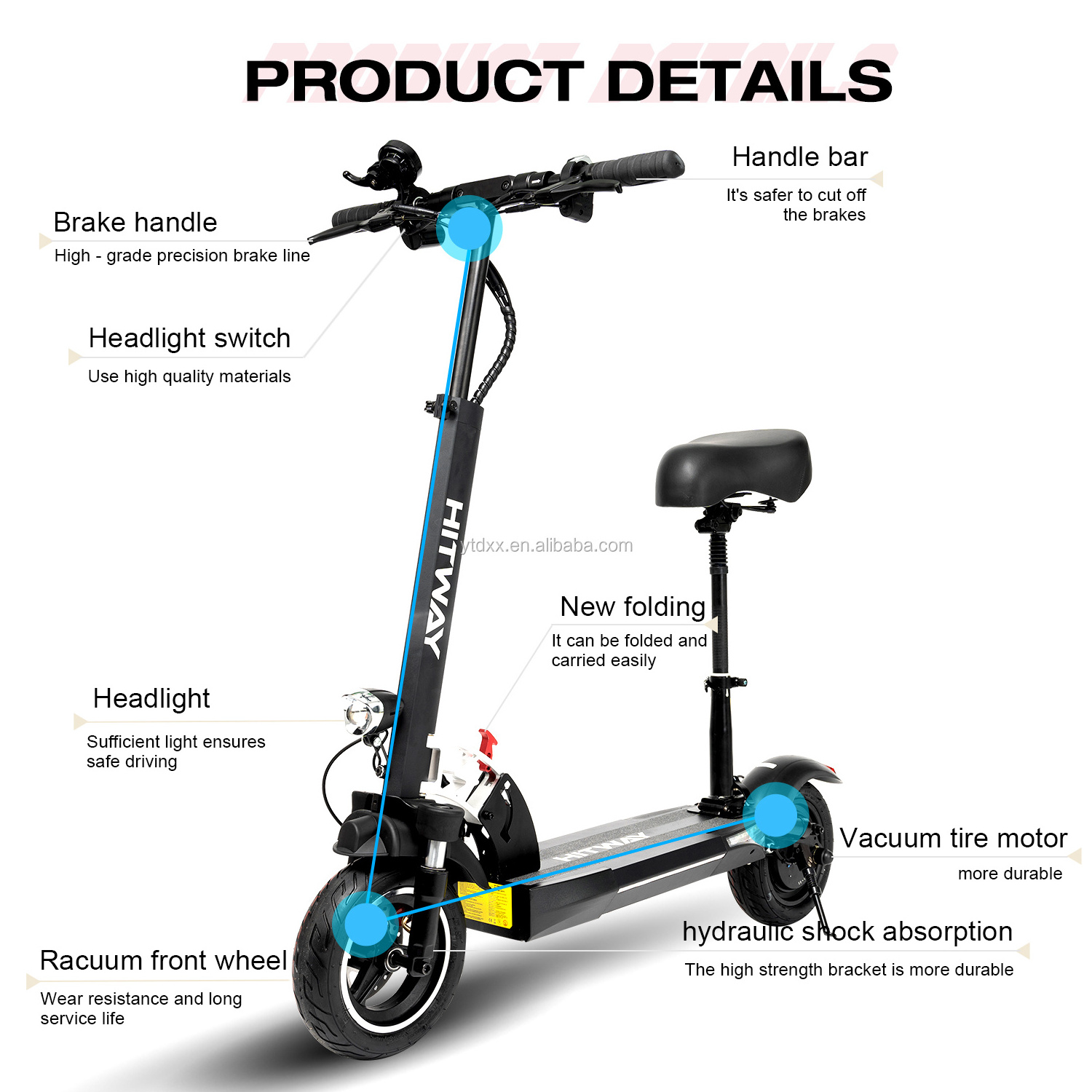 New arrivals EU fast delivery moped 10inch 48V 800W electric mobility scooter with seat for kids