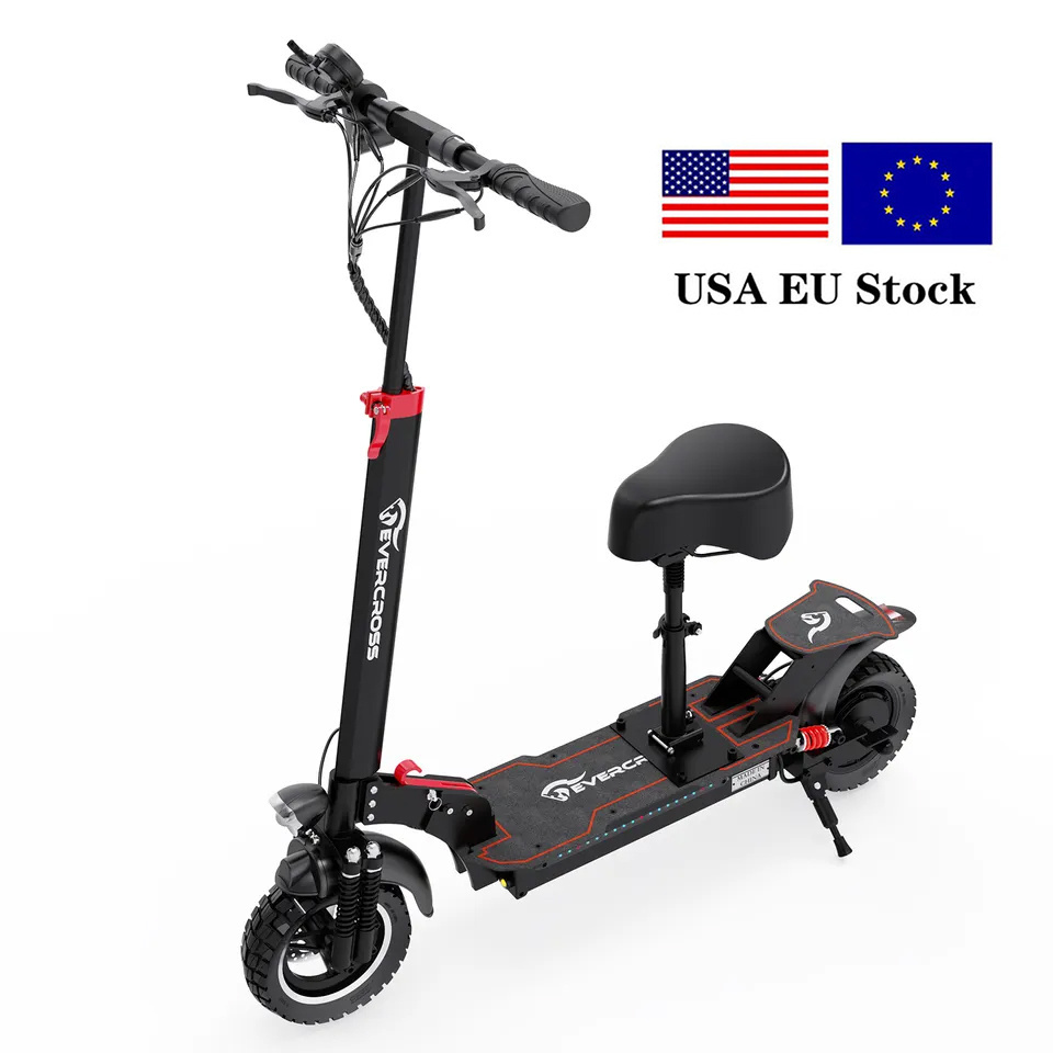 EVERCROSS 800W 15Ah 48V 10Inch Electric Scooter Off Road Tires Folding with Seat for Adult