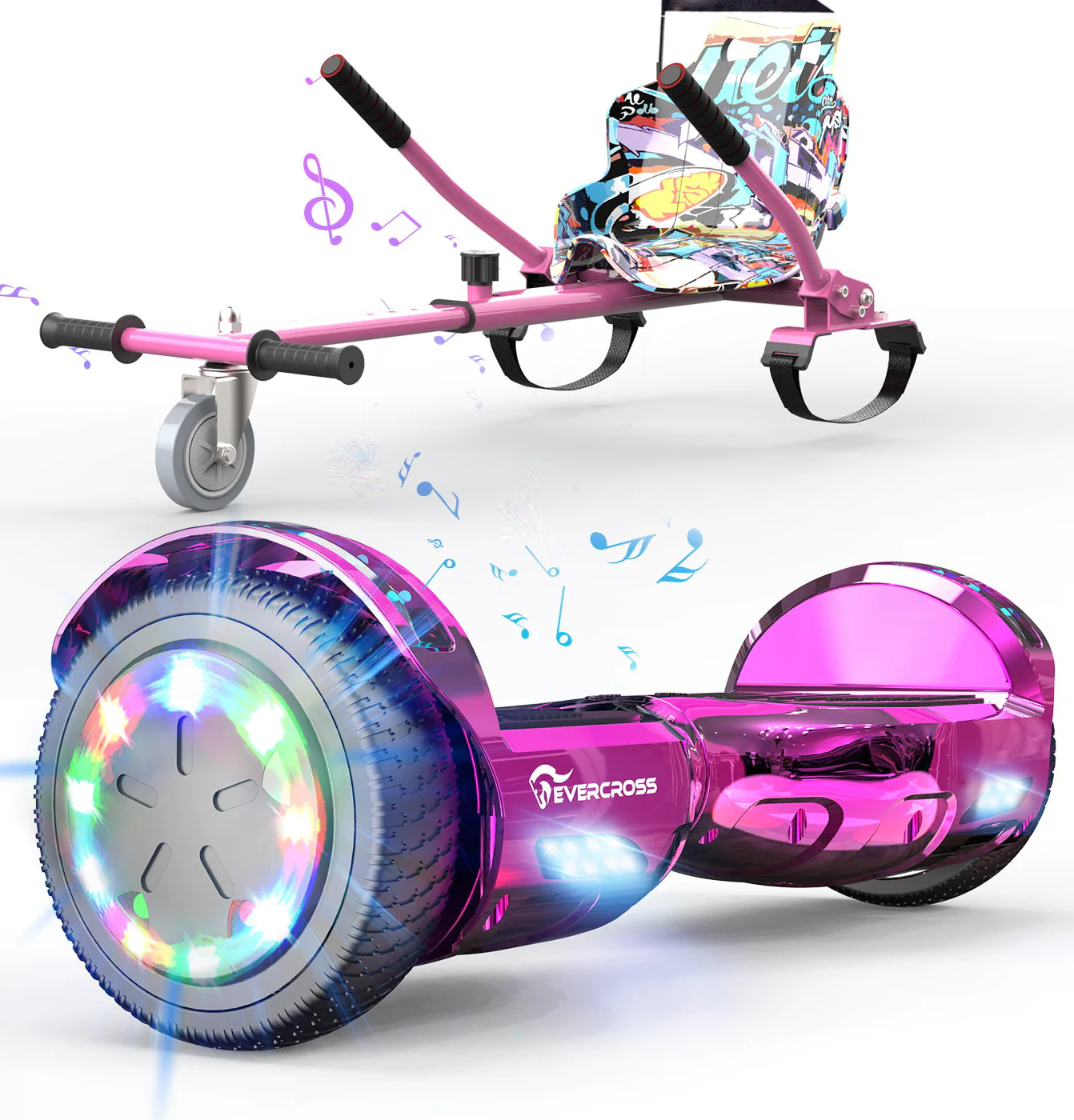 EU Stock Evercross 6.5inch 700W 42V with Bluetooth LED Lights balance 2 wheels scooter hover board with Hover cart Gift