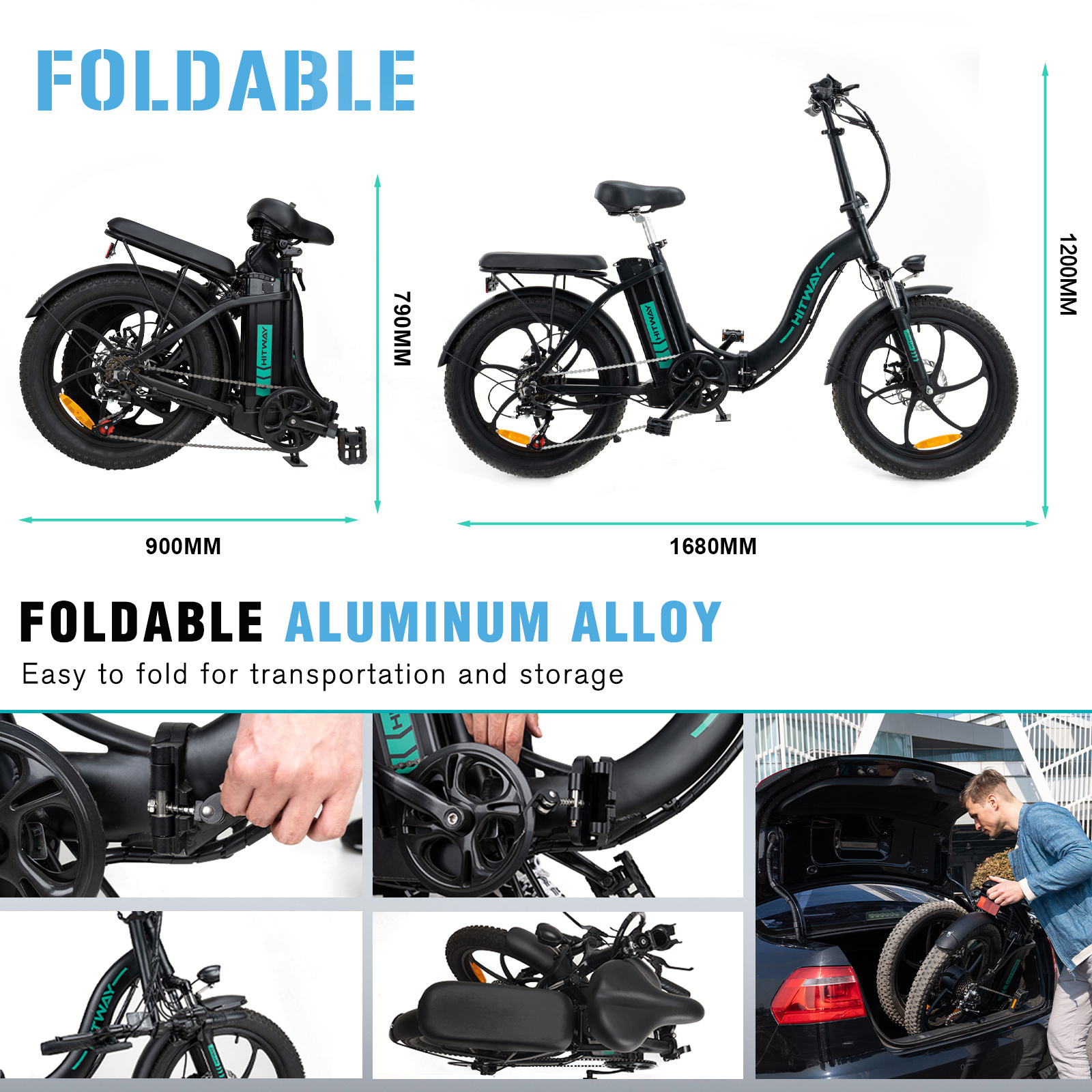 HITWAY EU Warehouse 36V 250W Lithium Battery Mountain Electric Bike 20inch Fat Tire Electric Bicycle