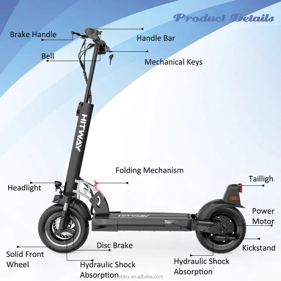 HITWAY 10Inch 800W 48V 10Ah ABE Electric Scooter Two Wheels Foldable EU Warehouse Manufacturer Off Road Electric E Scooter