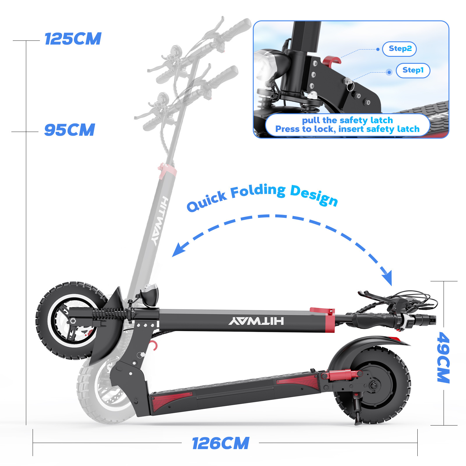 Fat Solid Tire Hitway Electric Scooter Adult Motorcycle 800w Waterproof Electric Scooter Off Road Electric Scooter Adult