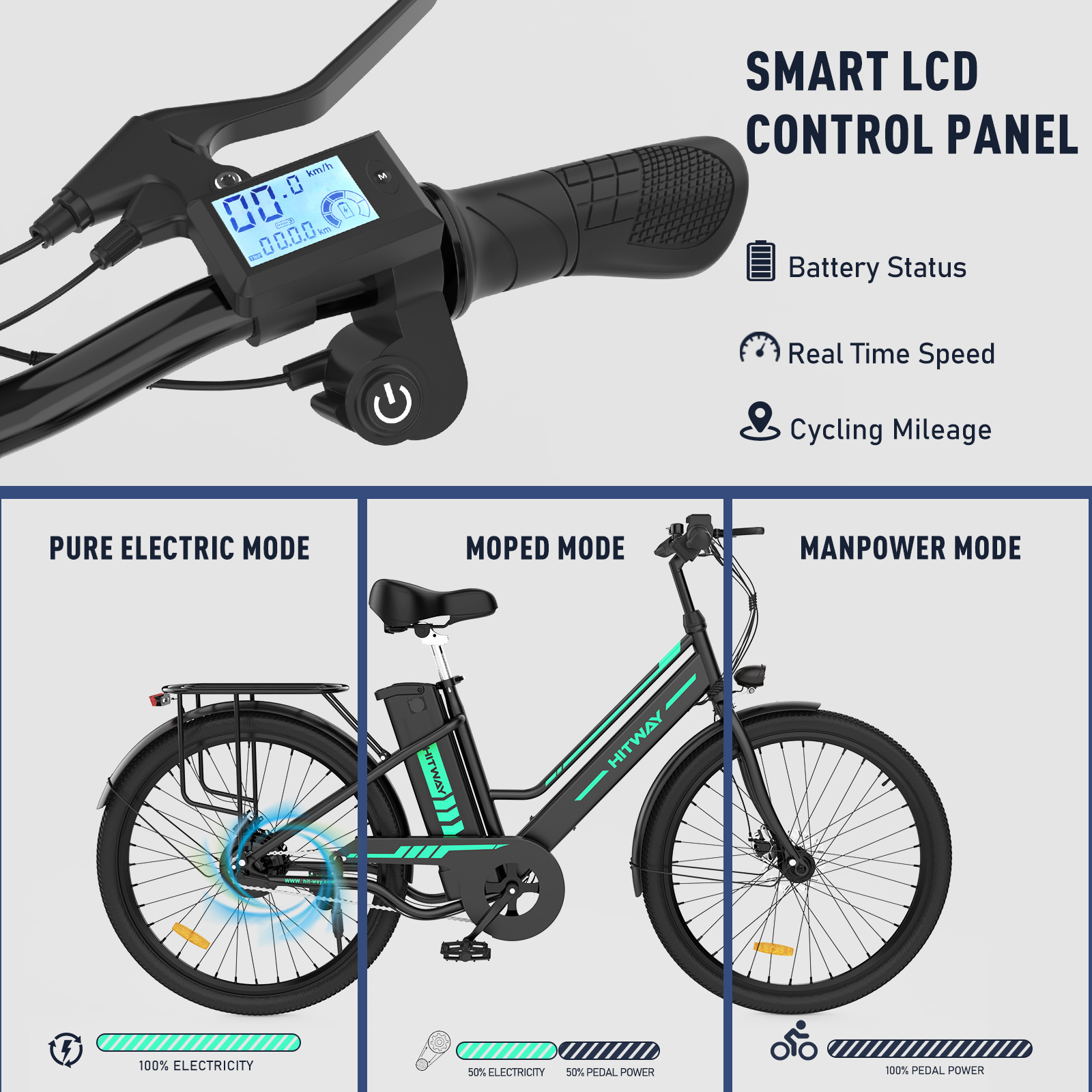 Hot Selling HITWAY EU Stock Electric Foldable Hybrid Road Bike For Adults Electric Bicycle 26inches Folding Electric Bikes