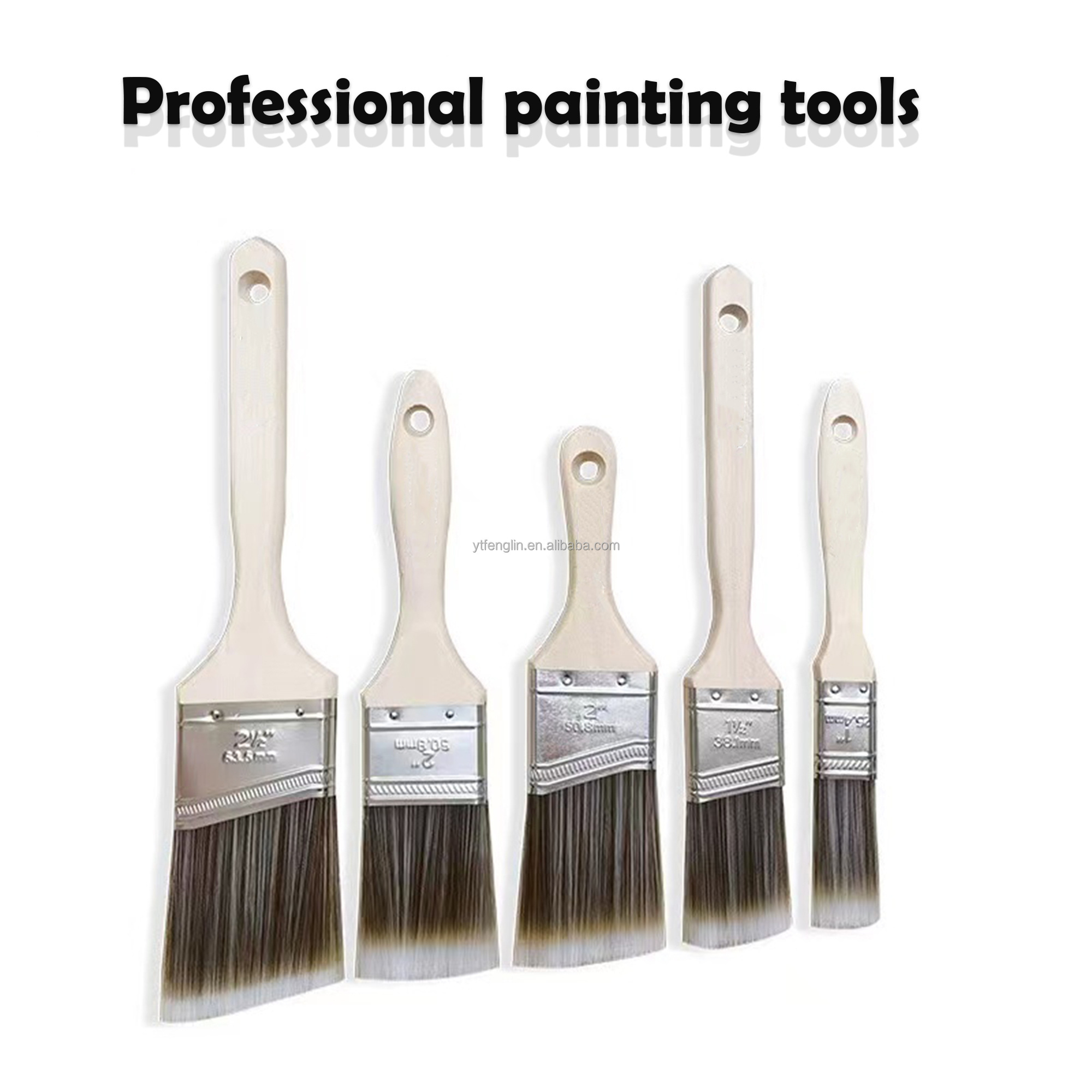 High quality professional painting tools paint brushes wall professional paint brush set wood handle nylon paint brush