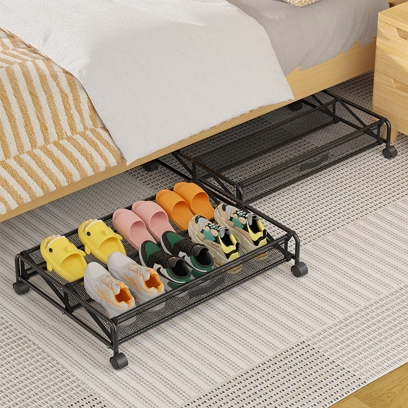 Foldable Metal Material Frame Underbed Storage organizer frame for shoes with wheels  hot selling on amazon shopify shoe rack