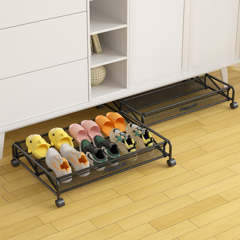 Foldable Metal Material Frame Underbed Storage organizer frame for shoes with wheels  hot selling on amazon shopify shoe rack