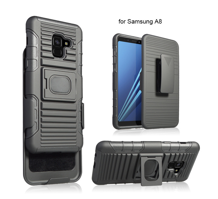 A049 5 in 1 Cell Phone Case With Belt Clip Mobile Phone Holster TPU PC Combo Ring Kickstand Case for LG V40 thinq