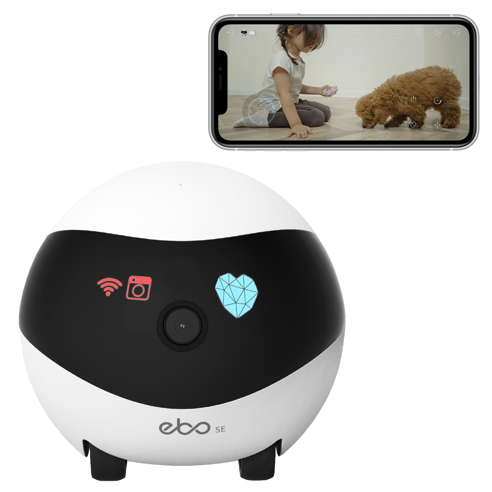 32G Smart App Control Ebo SE Pet Companion Robot Camera Electron Interactive Robotic Toys for Cat Children The aged