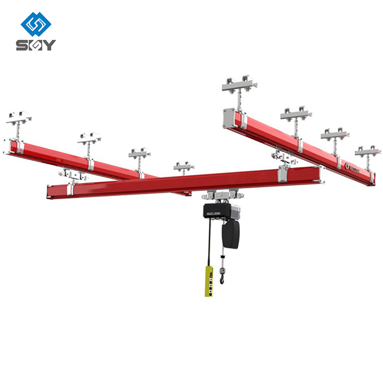 1000 kg 2 ton Overhead Crane System Flexible Beam Monorail Free Standing Light Bridge Crane light weight workstation crane