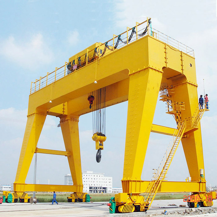 Large Tonnage Heavy loading wheel Gantry Cranes with Hook to Lift Concrete Block or Stone Block