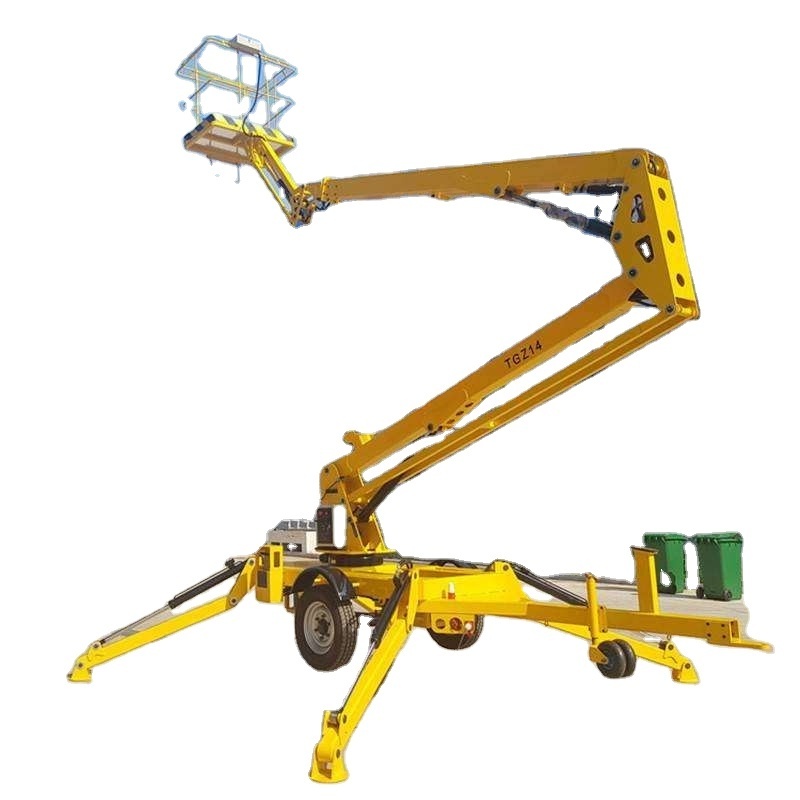 PLC control 10-22m Trailer Hydraulic Towable Man Boom Lift Cherry Picker