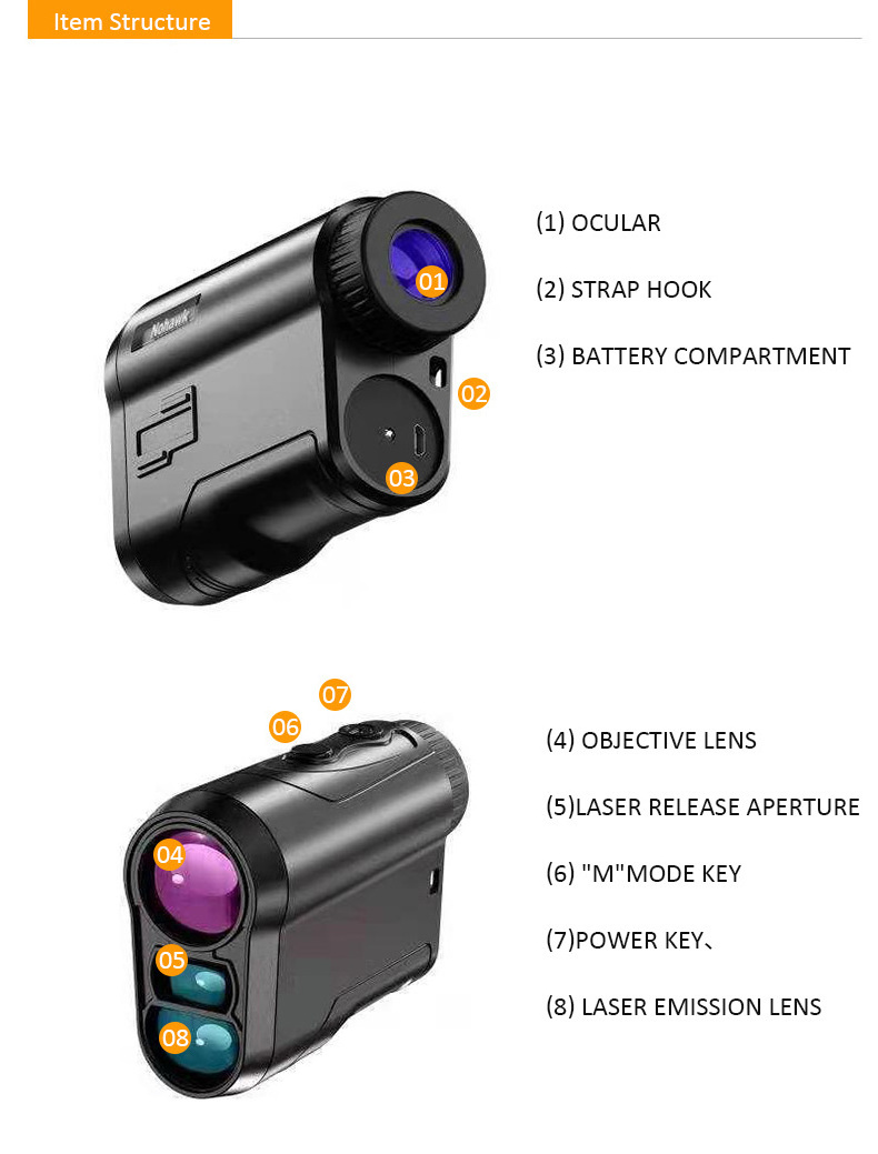 Hollyview Golf Range Finder laser 5-1000m long distance 6.5X magnification for outdoor hunting