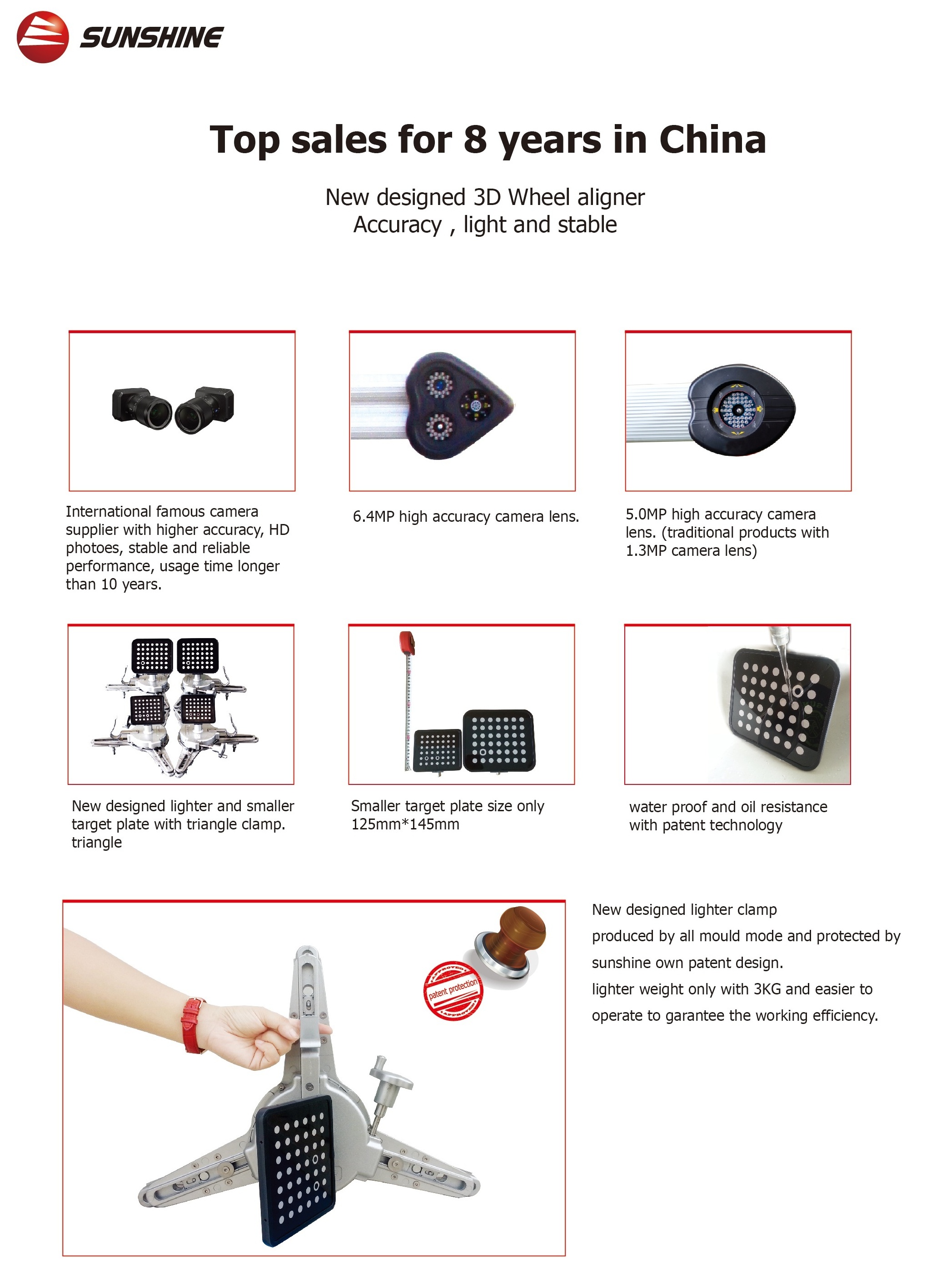 Wheel Alignment Equipment High Precise SP-G6T 3D Test Wheel Balancing Alignment Machines Used Customised CE / ISO9001 Sunshine