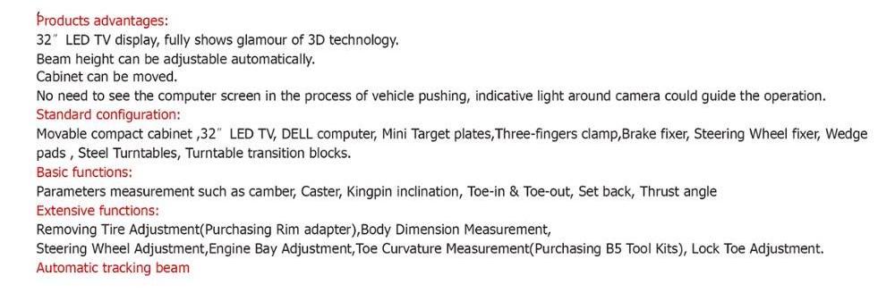 Wheel Alignment Equipment High Precise SP-G6T 3D Test Wheel Balancing Alignment Machines Used Customised CE / ISO9001 Sunshine