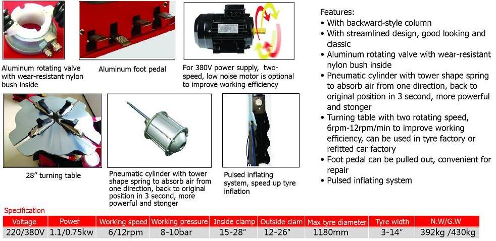 SUNSHINE automatic tire changer, car tyre machine ,tire dismounting equipment with CE