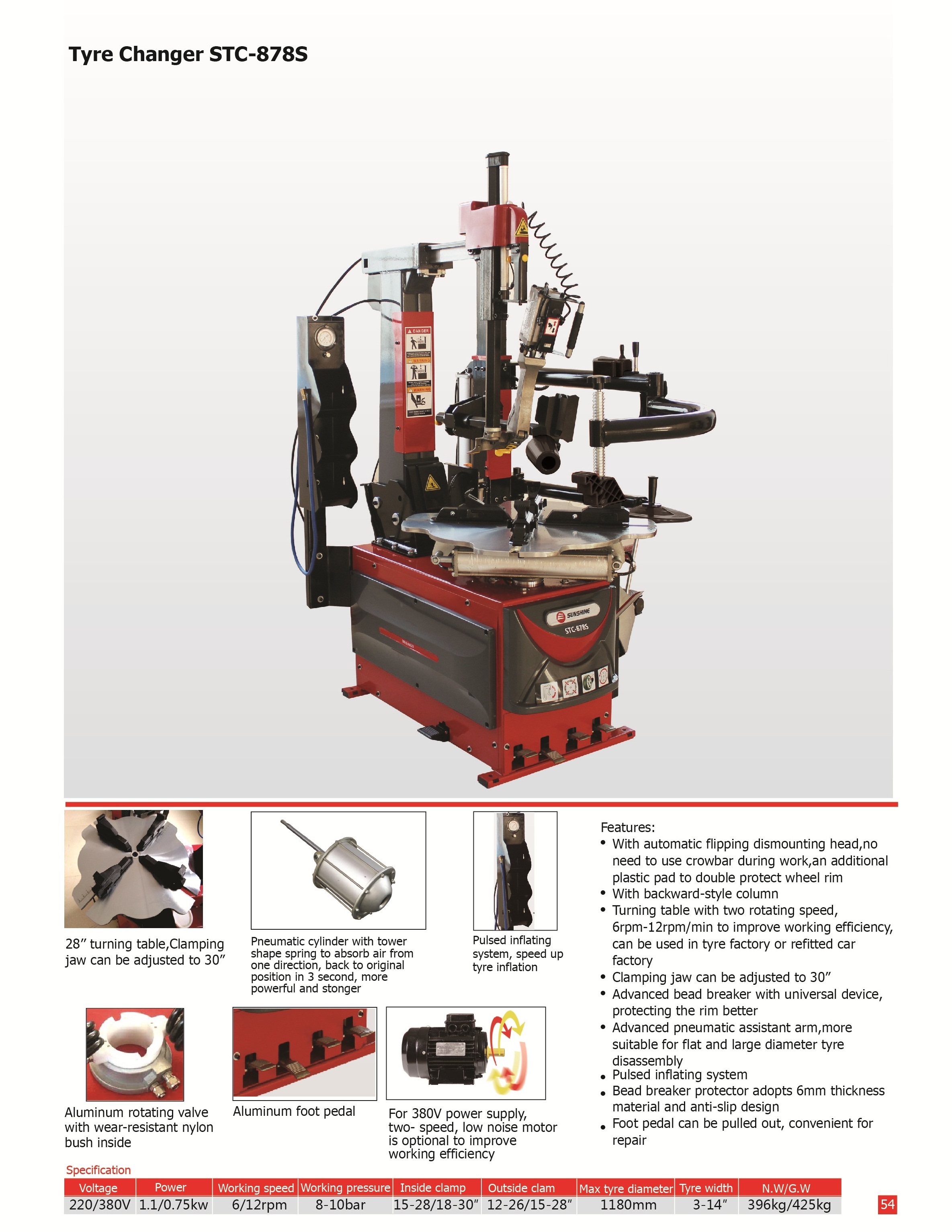 STC-878S Sunshine tire changer machine