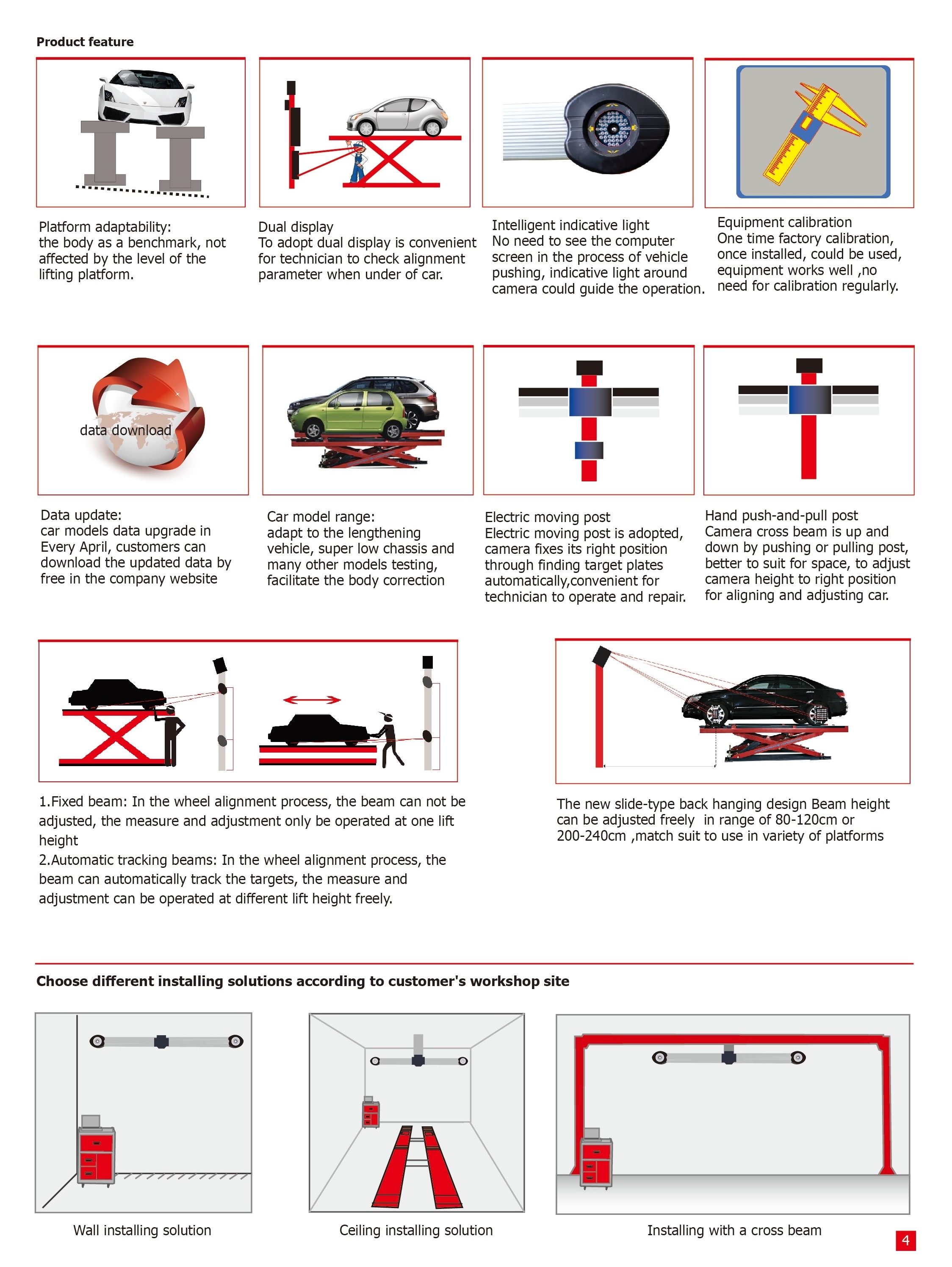 Wheel Alignment Equipment High Precise SP-G6T 3D Test Wheel Balancing Alignment Machines Used Customised CE / ISO9001 Sunshine