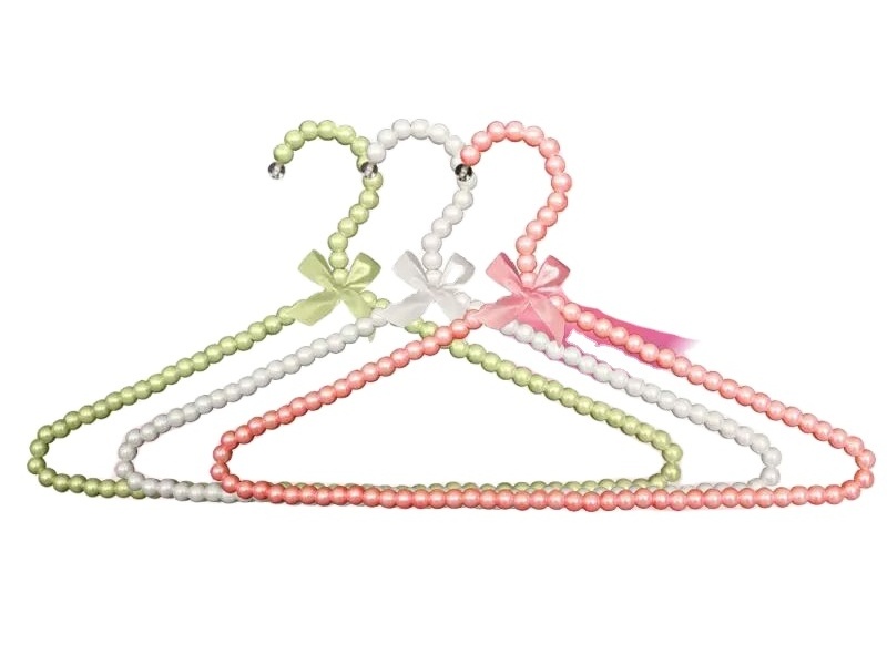 Hot sale shiny durable colorful pearl plastic clothes top hanger for display