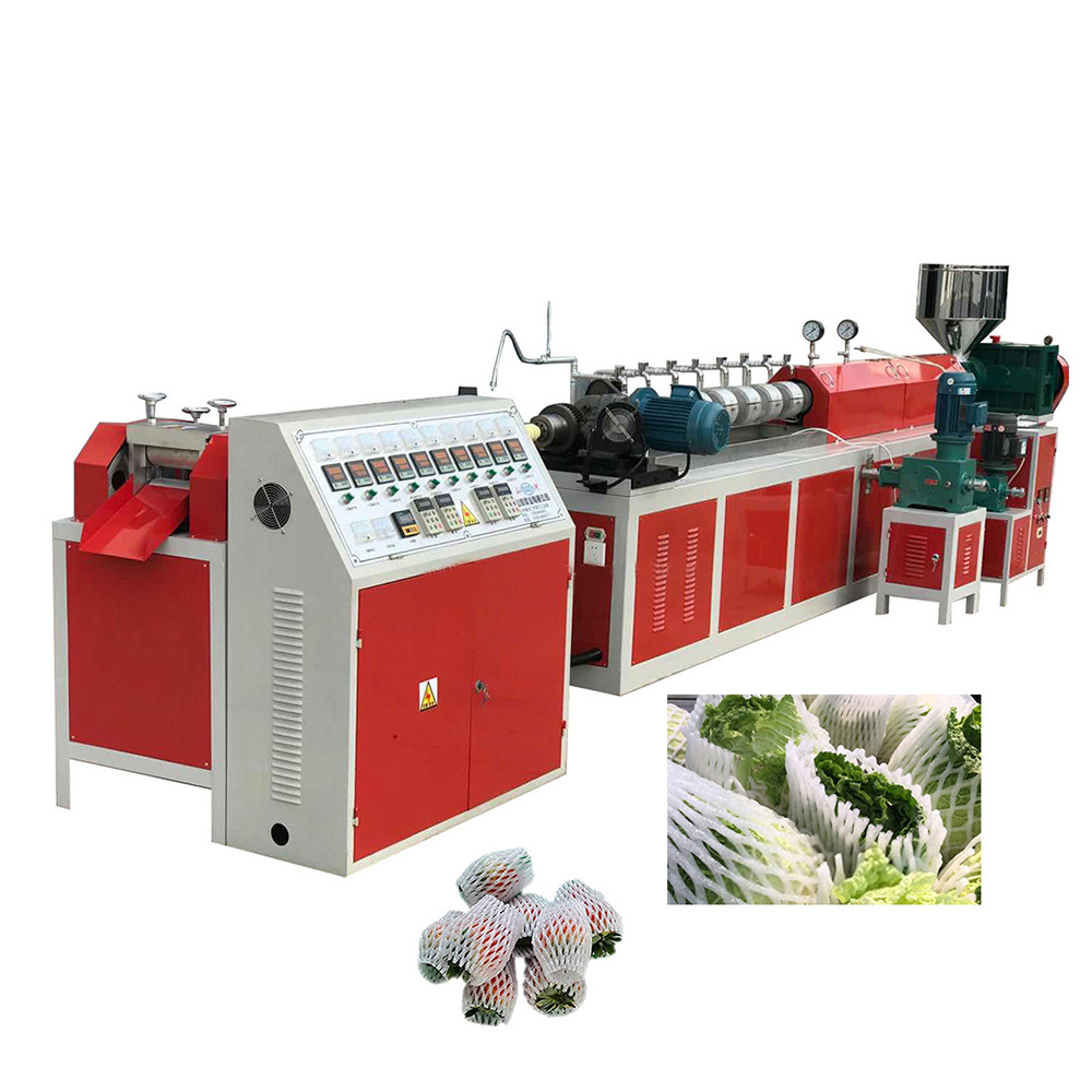 Factory supply PE foam fruit mesh machine extruded polyethylene apple plastic foamed packing net extrusion for flower packaging