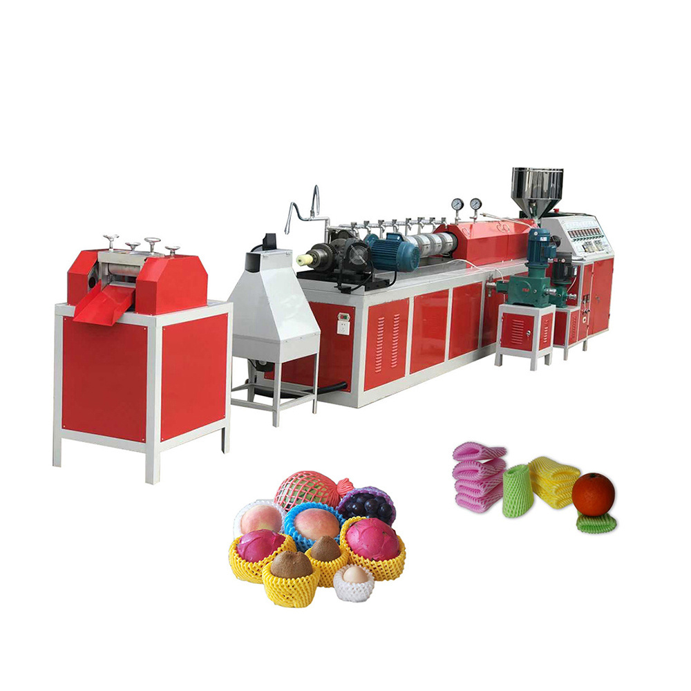 Factory supply PE foam fruit mesh machine extruded polyethylene apple plastic foamed packing net extrusion for flower packaging