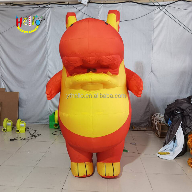 Advertising Inflatable Walking Cartoon Costume Orange Cute Inflatable Dinosaur Costume