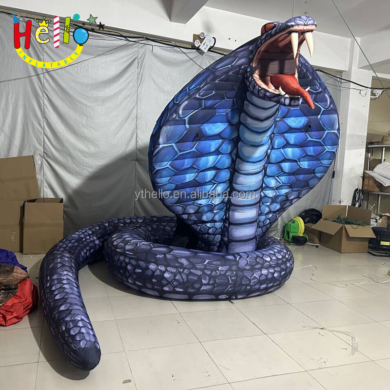 Giant Vivid Printing Inflatable Snake Model Bule Inflatable Cobra