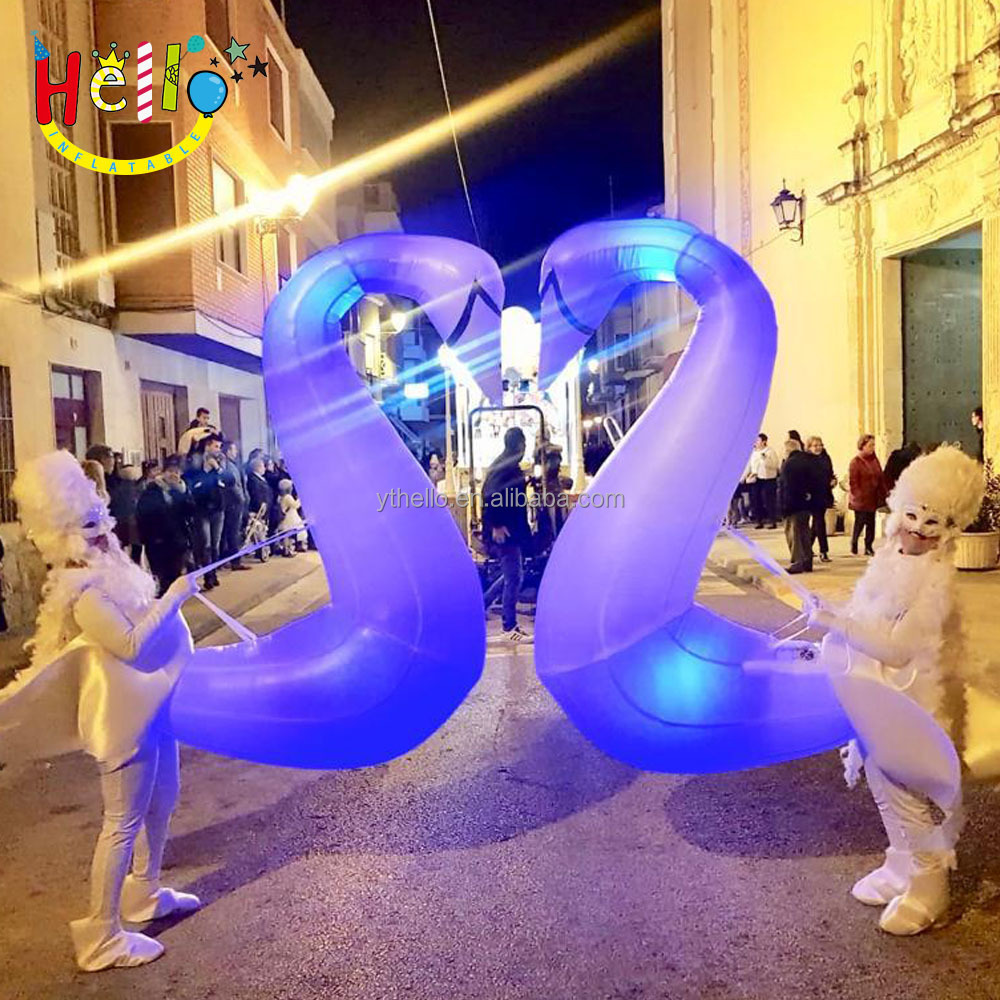 Outdoors street parade LED lighting inflatable walking white swan costume