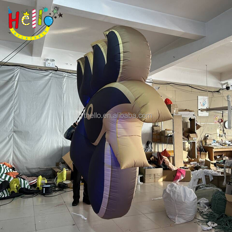 Outdoor Inflatable Parade Costume Black Gold Inflatable Cock Head Costume