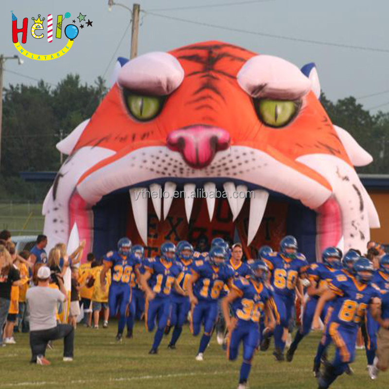 Customized inflatable tiger head tunnel inflatable sport tunnel inflatable football tunnel