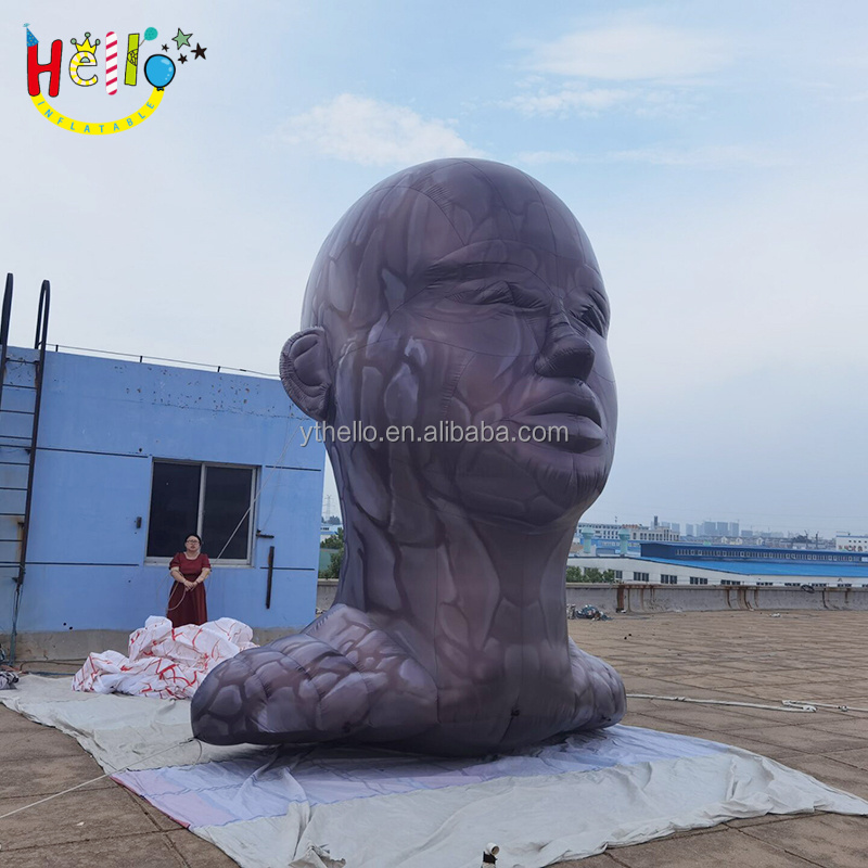 Inflatable black giant human head Custom Printed Face PVC 3D Cartoon head shape balloon