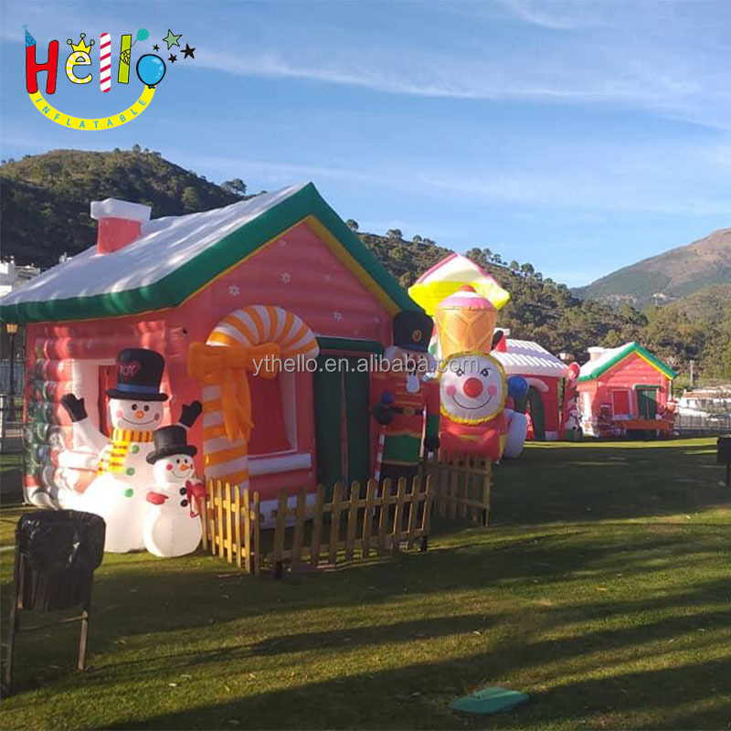 Outdoor Decoration Inflatable Christmas House / Christmas Pub House Tent / Santa Grotto with Air Blower for Event