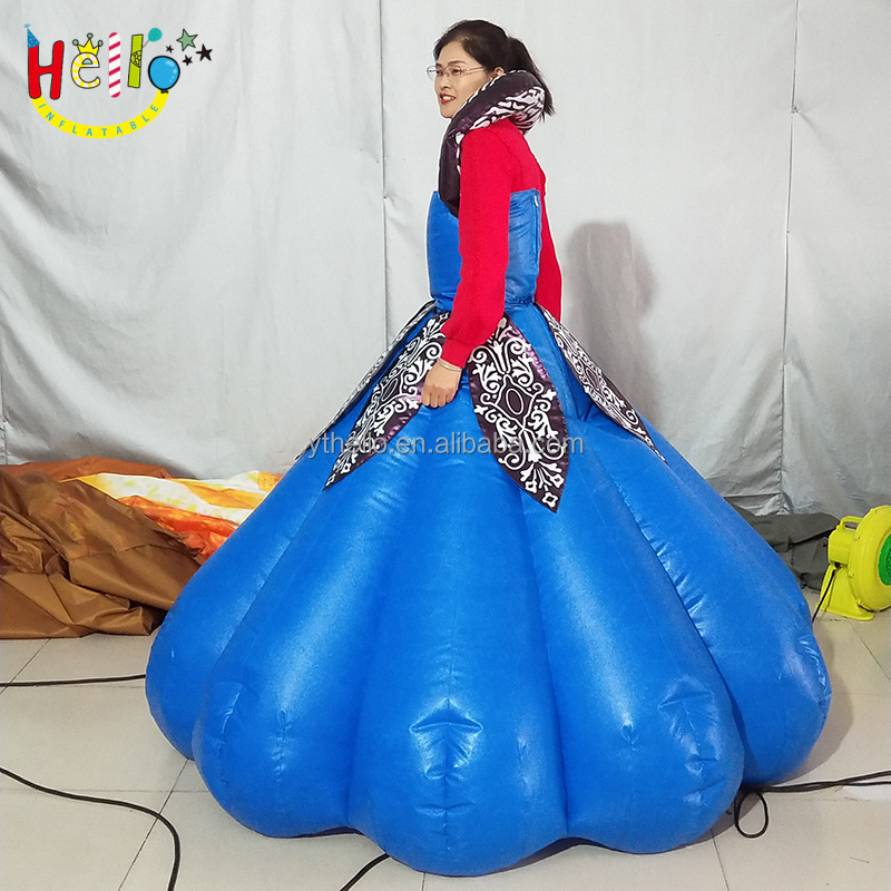 Customized Gorgeous Inflatable Skirt / Air Durable Suit / Inflatable Blue Princess Dress