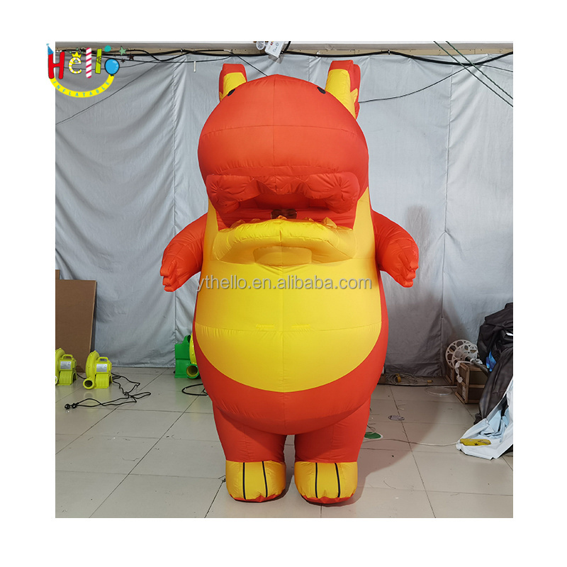 Advertising Inflatable Walking Cartoon Costume Orange Cute Inflatable Dinosaur Costume