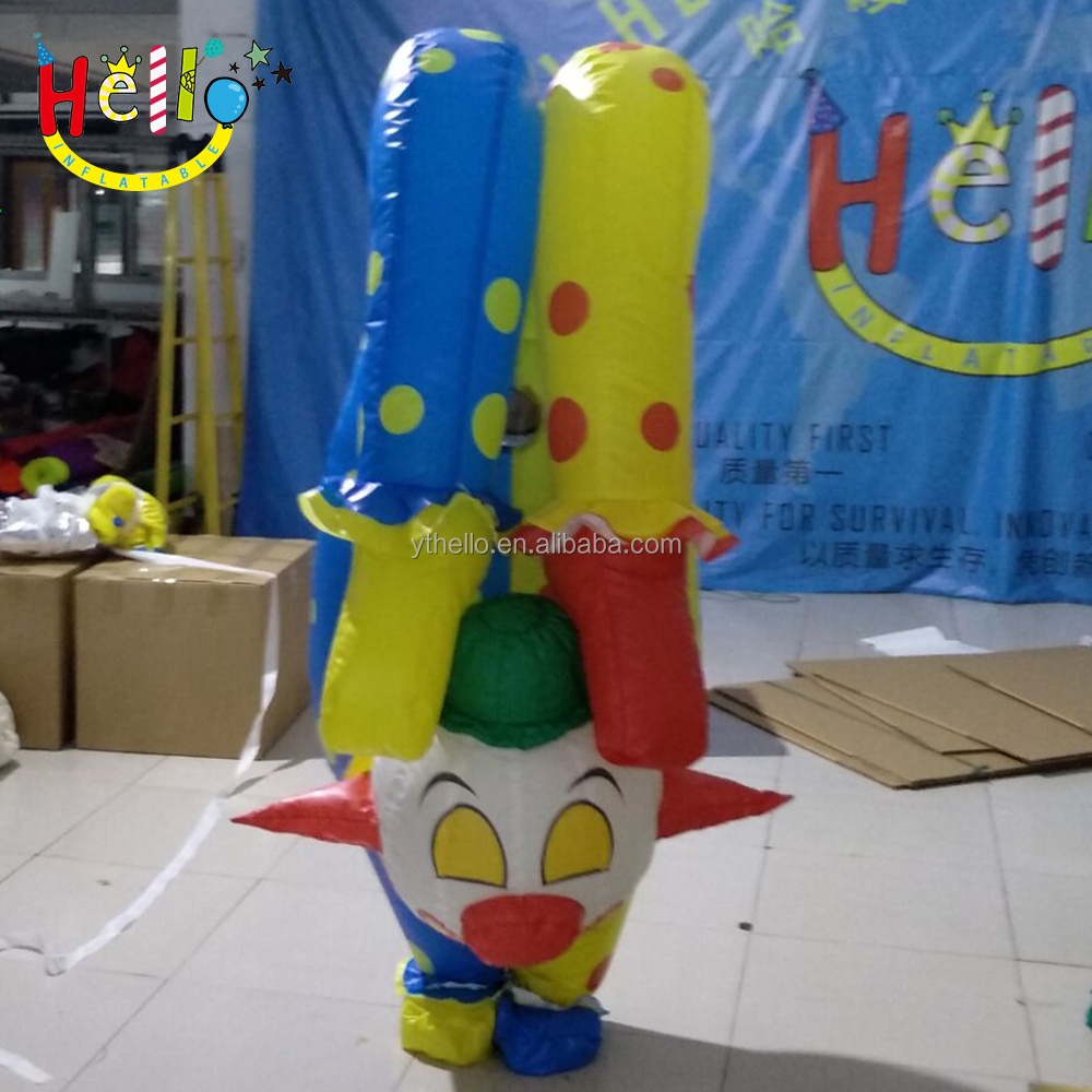 funny Outdoor advertising inflatable walking Handstand clown costume mascot