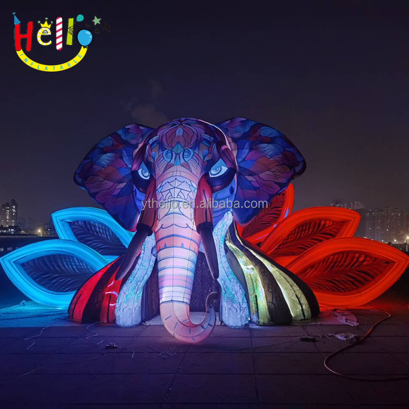 Customizable Giant Led Inflatable Elephant Head Stage For Concert Night Party