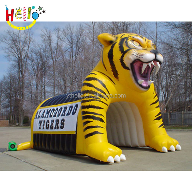 Customized inflatable tiger head tunnel inflatable sport tunnel inflatable football tunnel