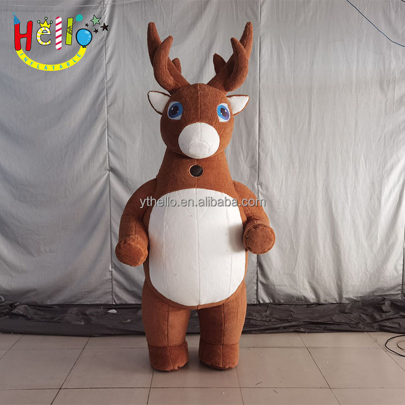 Best sale Christmas street party giant plush walking inflatable Christmas moose performance costume for adult child