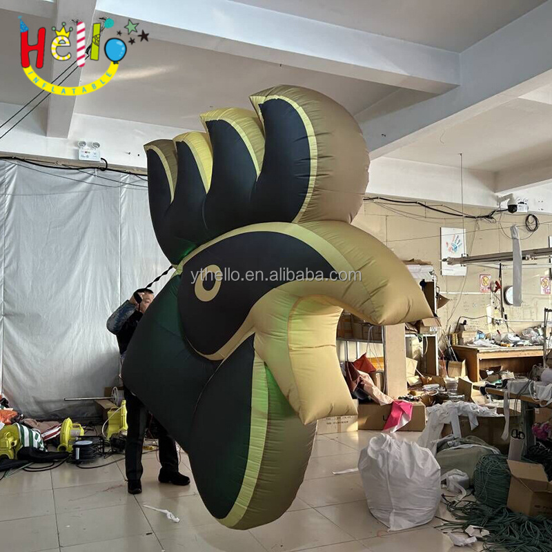 Outdoor Inflatable Parade Costume Black Gold Inflatable Cock Head Costume