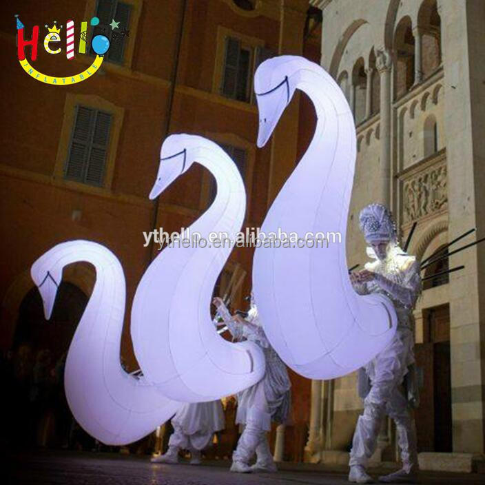 Outdoors street parade LED lighting inflatable walking white swan costume